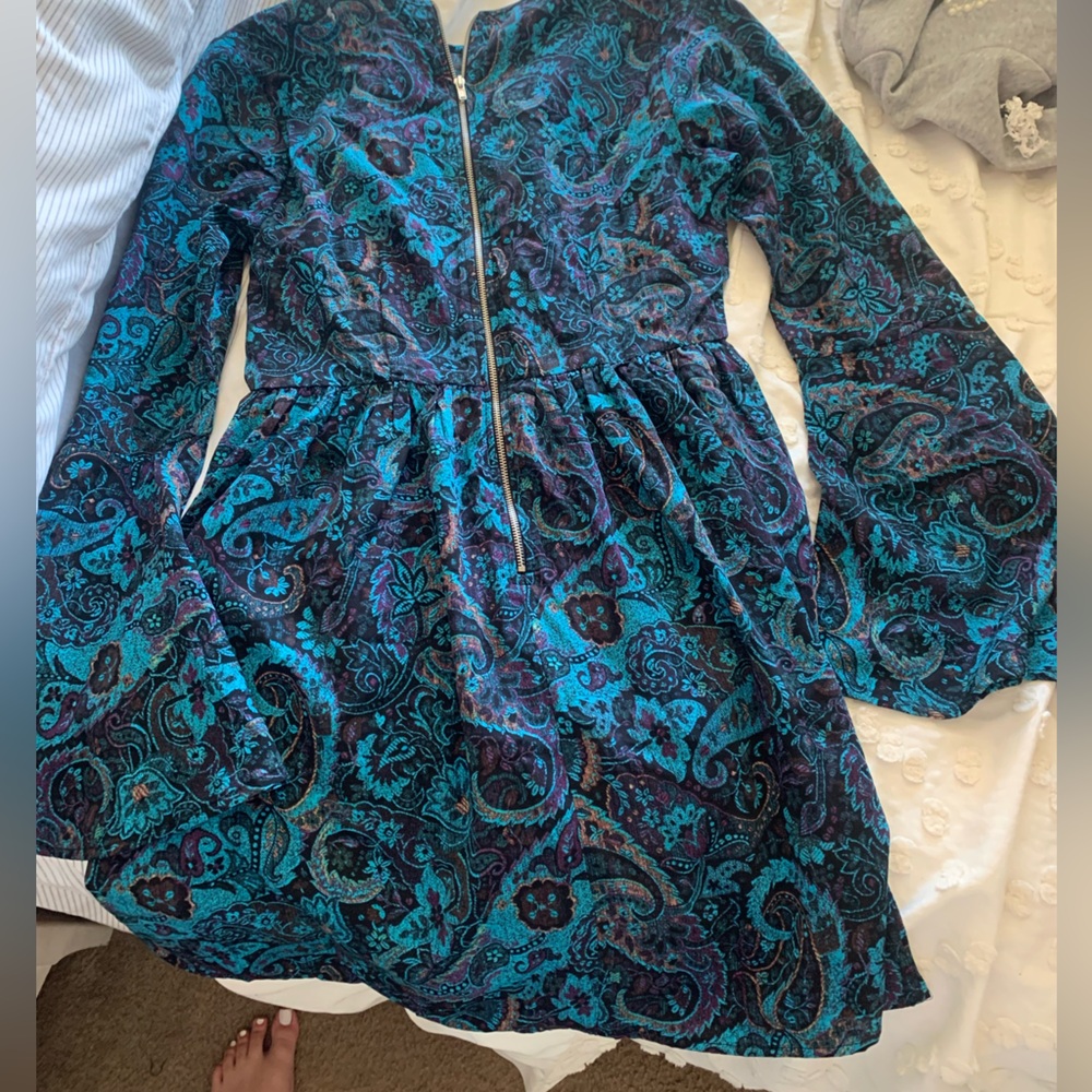 One Clothing Blue and Purple Paisley Midi Dress